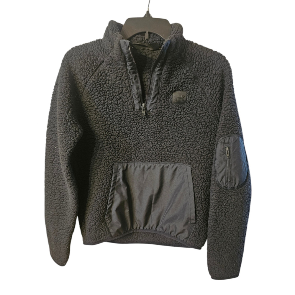 Under Armour Women's Black Sherpa Fleece Sweatshirt 1/4 Zip Pullover Jacket XS